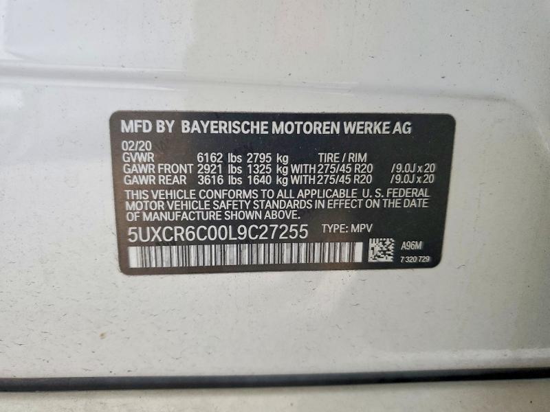 2020 Bmw X5 მანქანა იყიდება აუქციონზე, vin: 5UXCR6C00L9C27255, აუქციონის ნომერი: 46855016