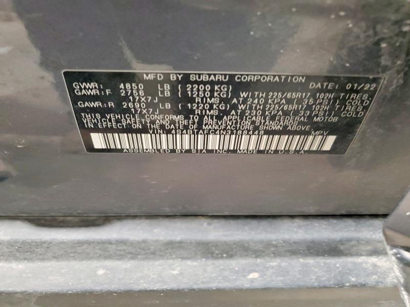 Aukcja sprzedaży 2022 Subaru Outback, vin: 4S4BTAFC4N3188448, numer aukcji: 46382186