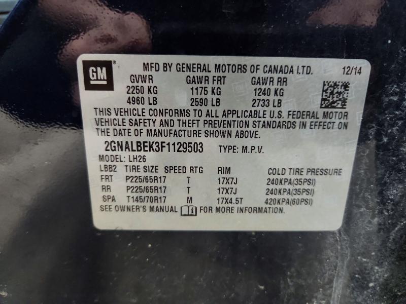 2015 Chevrolet Equinox მანქანა იყიდება აუქციონზე, vin: 2GNALBEK3F1129503, აუქციონის ნომერი: 47711466