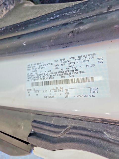 2024 Ford Transit მანქანა იყიდება აუქციონზე, vin: 1FTBR2CG9RKA55342, აუქციონის ნომერი: 94641855