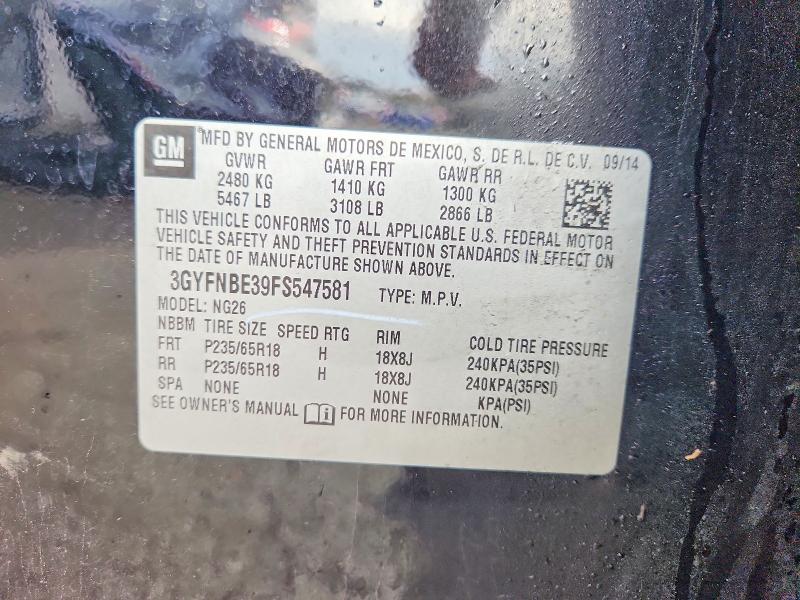 79723965 :رقم المزاد ، 3GYFNBE39FS547581 vin ، 2015 Cadillac Srx مزاد بيع
