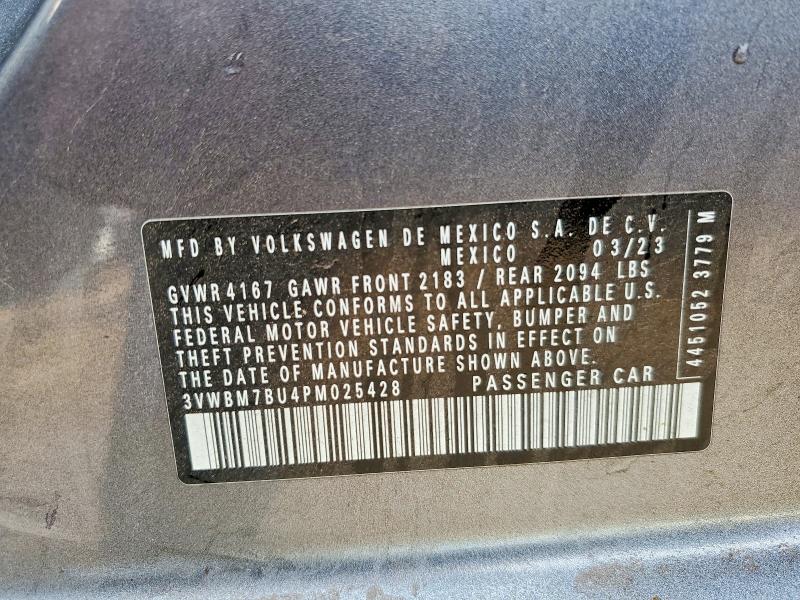 2023 Volkswagen Jetta მანქანა იყიდება აუქციონზე, vin: 3VWBM7BU4PM025428, აუქციონის ნომერი: 46957806