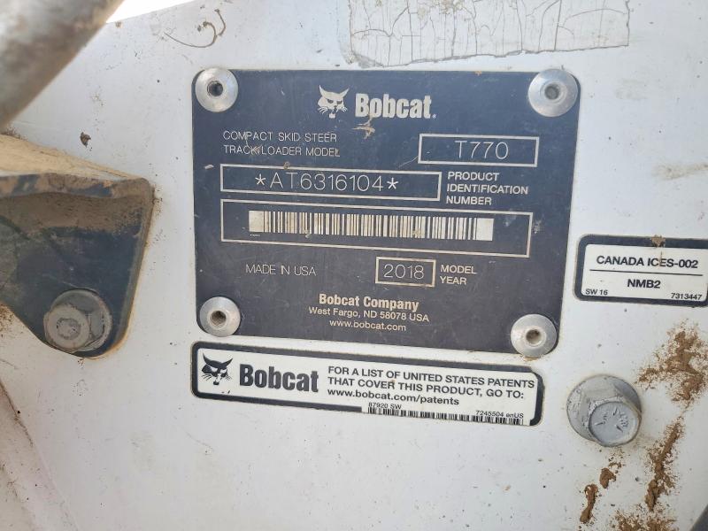 Продажа на аукционе авто 2018 Bobcat T770-a71, vin: AT6316104, номер лота: 78663625