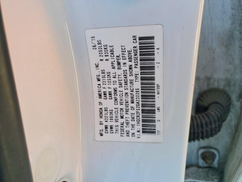2016 Honda Accord მანქანა იყიდება აუქციონზე, vin: 1HGCR2F52GA230095, აუქციონის ნომერი: 45970536