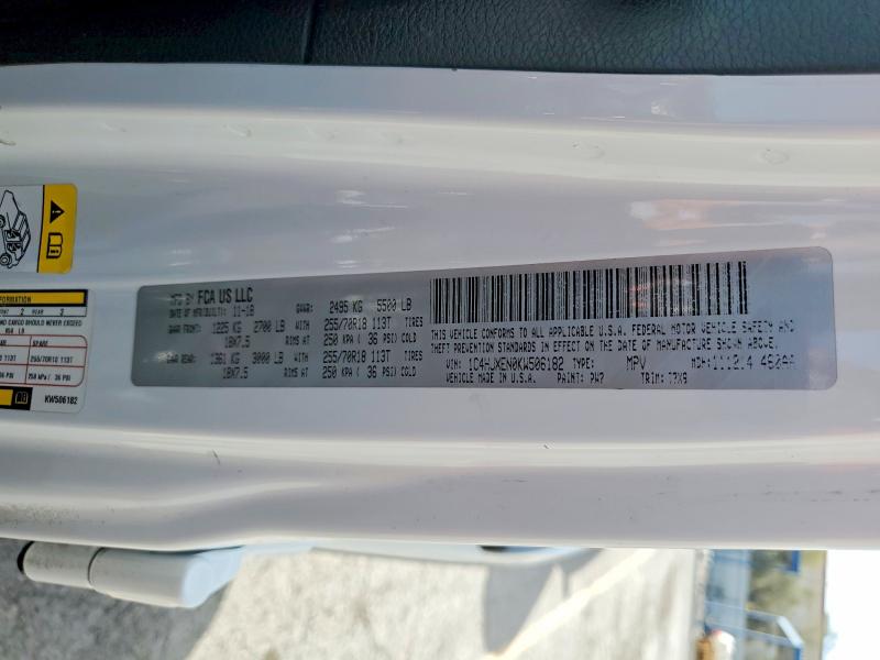 2019 Jeep Wrangler Unlimited მანქანა იყიდება აუქციონზე, vin: 1C4HJXEN0KW506182, აუქციონის ნომერი: 79388685