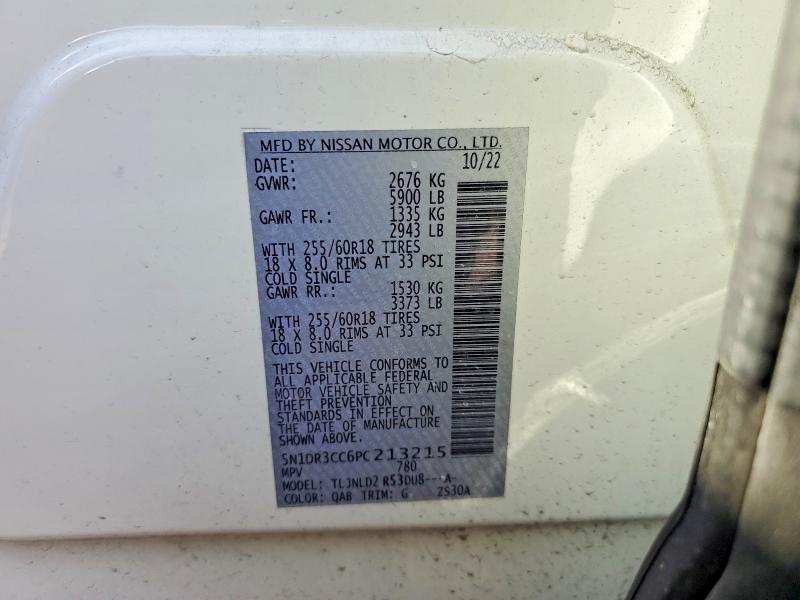 46327226 :رقم المزاد ، 5N1DR3CC6PC213215 vin ، 2023 Nissan Pathfinder مزاد بيع