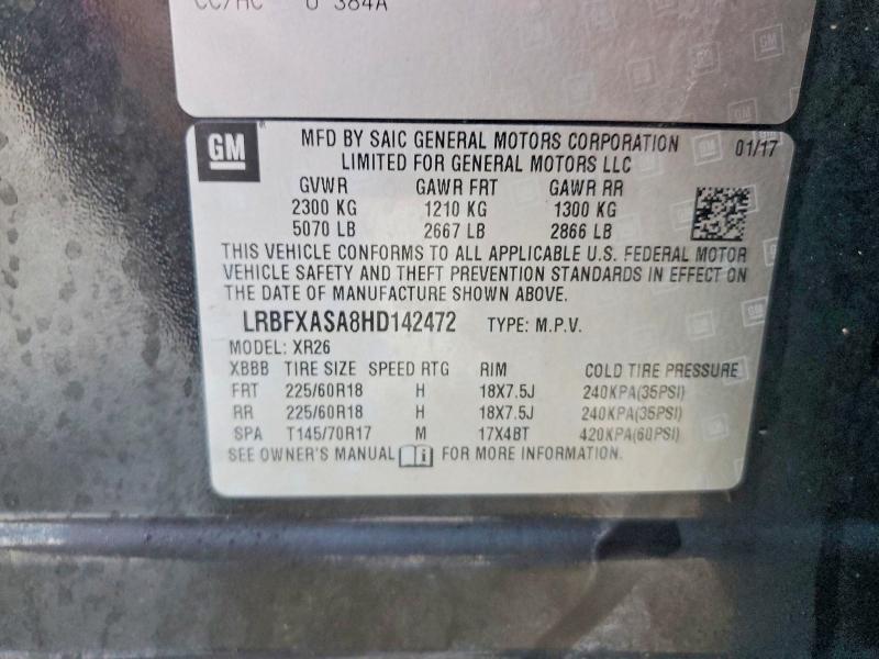 41692476 :رقم المزاد ، LRBFXASA8HD142472 vin ، 2017 Buick Envision مزاد بيع