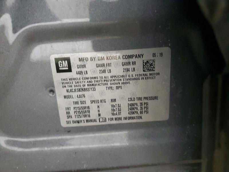 47610226 :رقم المزاد ، KL4CJESB2KB937133 vin ، 2019 Buick Encore مزاد بيع
