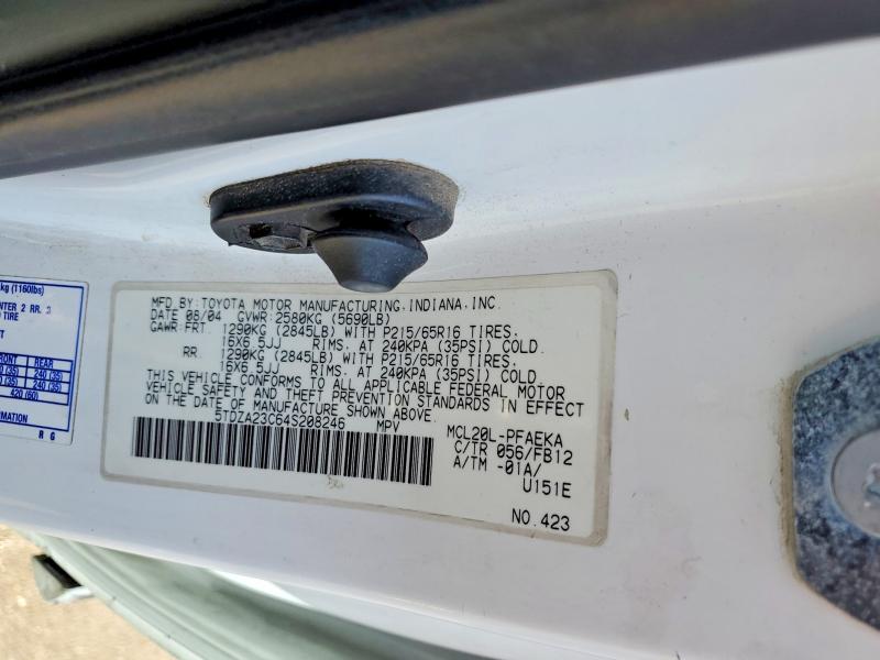 Продаж на аукціоні авто 2004 Toyota Sienna, vin: 5TDZA23C64S208246, номер лоту: 79788195