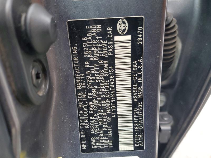 79481785 :رقم المزاد ، 4T1BF1FK4EU428154 vin ، 2014 Toyota Camry مزاد بيع