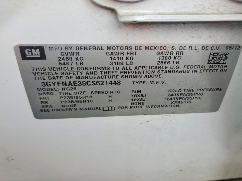 Aukcja sprzedaży 2012 Cadillac Srx, vin: 3GYFNAE38CS621448, numer aukcji: 48048296