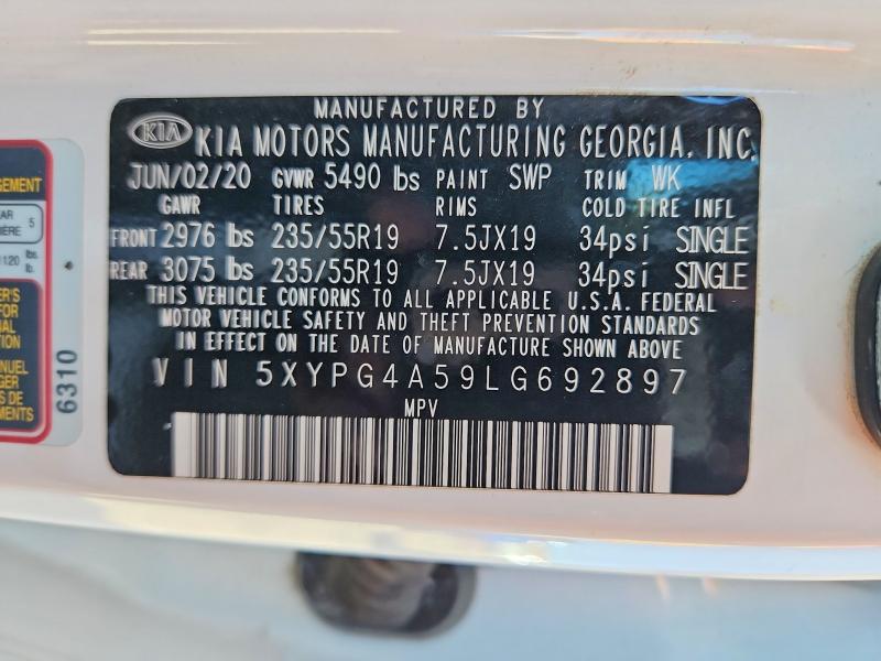 Продажа на аукционе авто 2020 Kia Sorento, vin: 5XYPG4A59LG692897, номер лота: 46830636