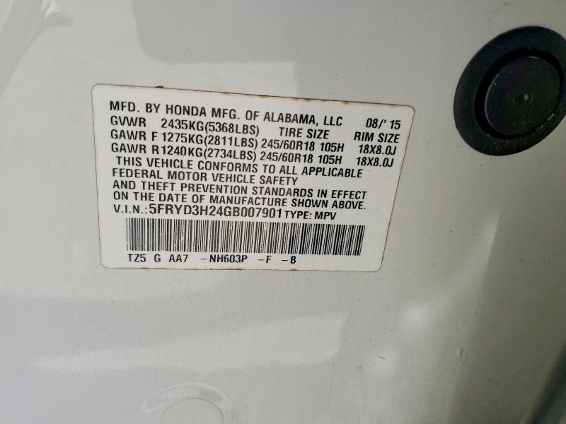 79575185 :رقم المزاد ، 5FRYD3H24GB007901 vin ، 2016 Acura Mdx مزاد بيع
