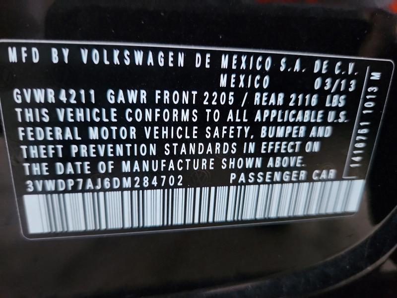 41868916 :رقم المزاد ، 3VWDP7AJ6DM284702 vin ، 2013 Volkswagen Jetta مزاد بيع