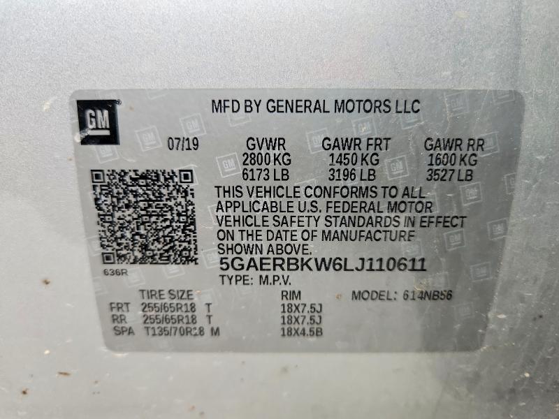 Aukcja sprzedaży 2020 Buick Enclave, vin: 5GAERBKW6LJ110611, numer aukcji: 47830786