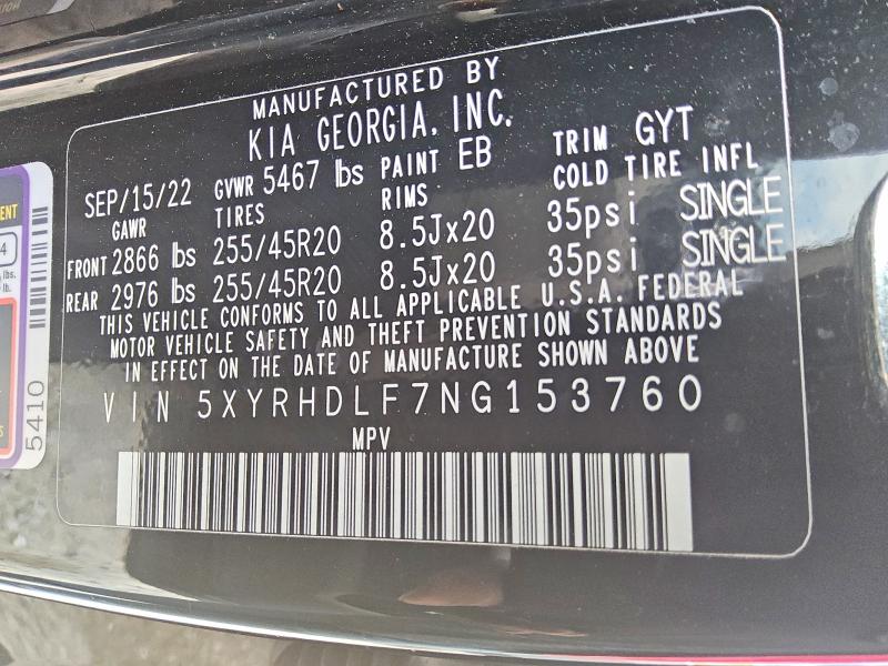 Продажа на аукционе авто 2022 Kia Sorento, vin: 5XYRHDLF7NG153760, номер лота: 47029556