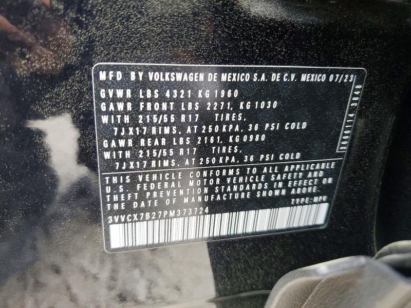 Aukcja sprzedaży 2023 Volkswagen Taos, vin: 3VVCX7B27PM373724, numer aukcji: 48370726