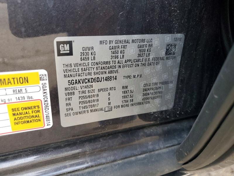Продаж на аукціоні авто 2013 Buick Enclave, vin: 5GAKVCKD6DJ148814, номер лоту: 46947086
