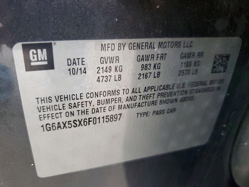 2015 Cadillac Cts მანქანა იყიდება აუქციონზე, vin: 1G6AX5SX6F0115897, აუქციონის ნომერი: 47720346