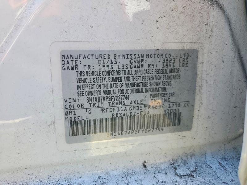 46197326 :رقم المزاد ، 3N1AB7AP2FY227744 vin ، 2015 Nissan Sentra مزاد بيع