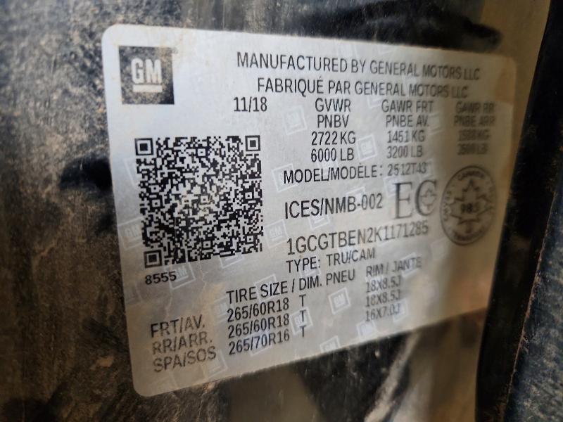46734976 :رقم المزاد ، 1GCGTBEN2K1171285 vin ، 2019 Chevrolet Colorado مزاد بيع