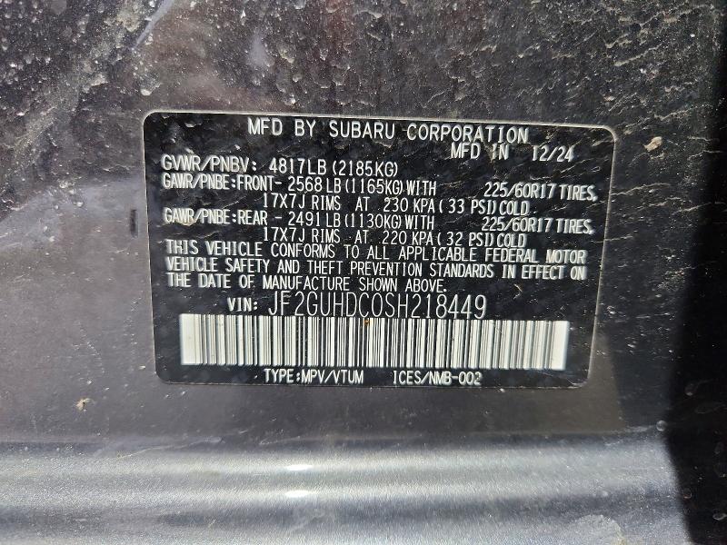 Aukcja sprzedaży 2025 Subaru Crosstrek, vin: JF2GUHDC0SH218449, numer aukcji: 47366826