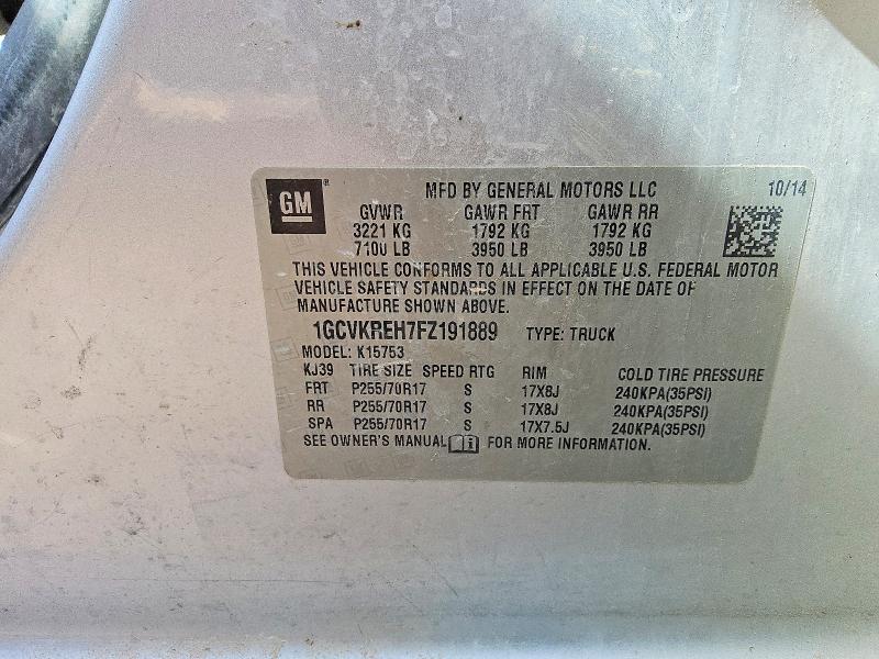 54214546 :رقم المزاد ، 1GCVKREH7FZ191889 vin ، 2015 Chevrolet Silverado مزاد بيع