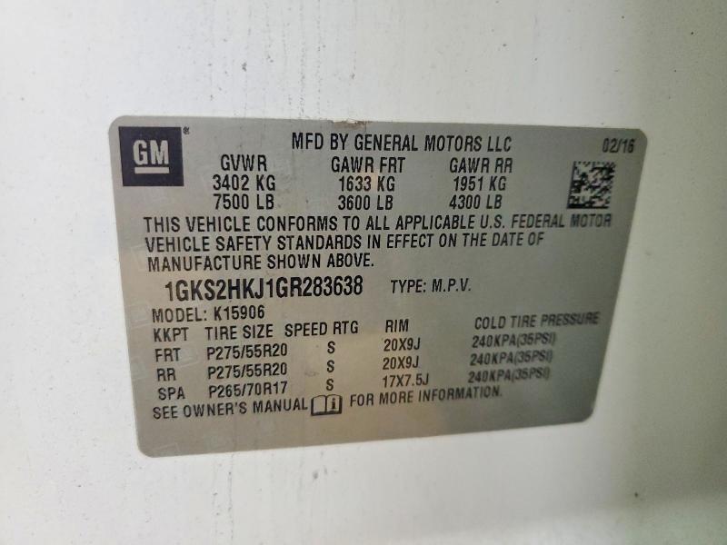 Aukcja sprzedaży 2016 Gmc Yukon Xl, vin: 1GKS2HKJ1GR283638, numer aukcji: 46066696