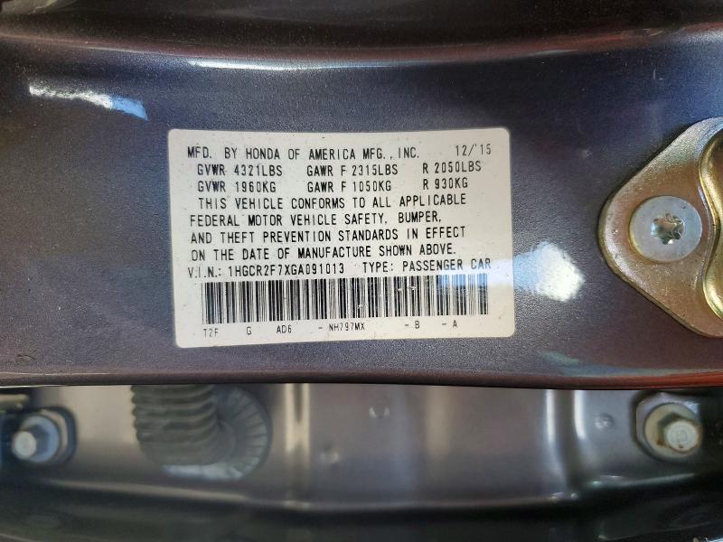 47894816 :رقم المزاد ، 1HGCR2F7XGA091013 vin ، 2016 Honda Accord مزاد بيع