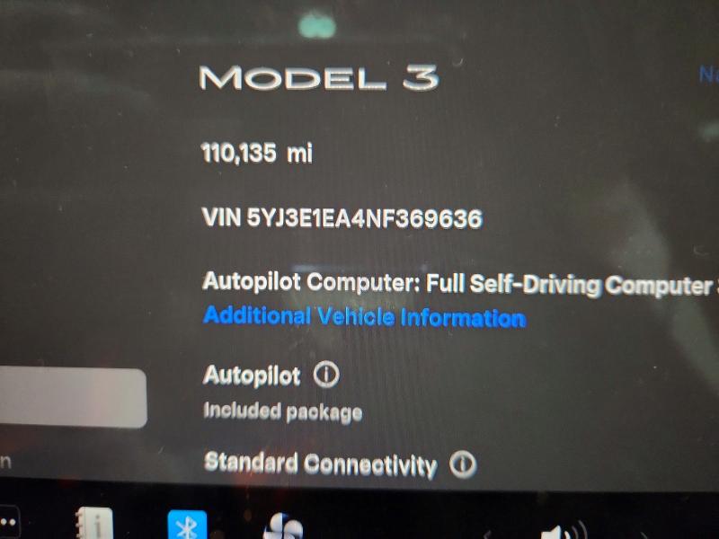 47816856 :رقم المزاد ، 5YJ3E1EA4NF369636 vin ، 2022 Tesla Model 3 مزاد بيع
