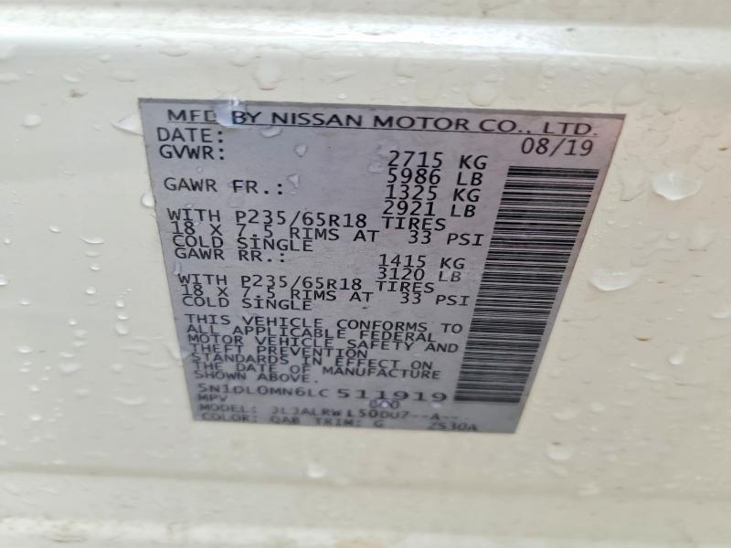 Aukcja sprzedaży 2020 Infiniti Qx60, vin: 5N1DL0MN6LC511919, numer aukcji: 79219975