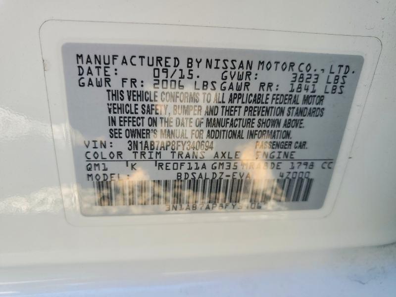 41945426 :رقم المزاد ، 3N1AB7AP8FY340694 vin ، 2015 Nissan Sentra مزاد بيع