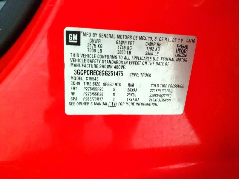 2016 Chevrolet Silverado მანქანა იყიდება აუქციონზე, vin: 3GCPCREC8GG261475, აუქციონის ნომერი: 79620385