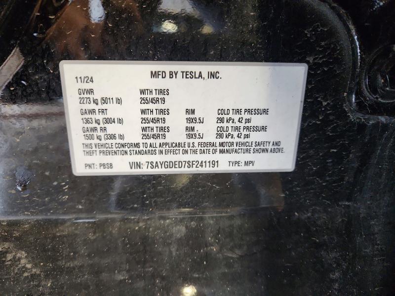 Aukcja sprzedaży 2025 Tesla Model Y, vin: 7SAYGDED7SF241191, numer aukcji: 47402006