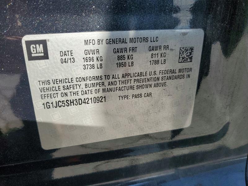48142626 :رقم المزاد ، 1G1JC5SH3D4210921 vin ، 2013 Chevrolet Sonic مزاد بيع