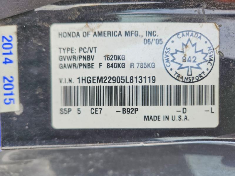 Продаж на аукціоні авто 2005 Honda Civic Si-g 2dr Coupe, vin: 1HGEM22905L813119, номер лоту: 79098075