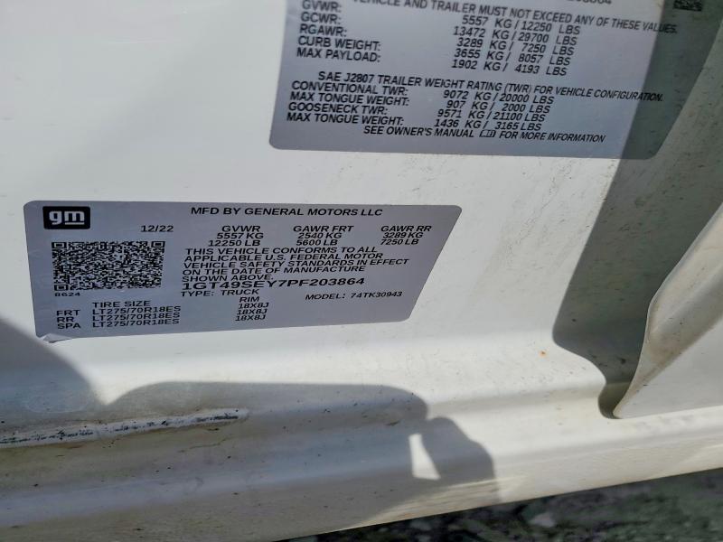 2023 Gmc Sierra მანქანა იყიდება აუქციონზე, vin: 1GT49SEY7PF203864, აუქციონის ნომერი: 46555106
