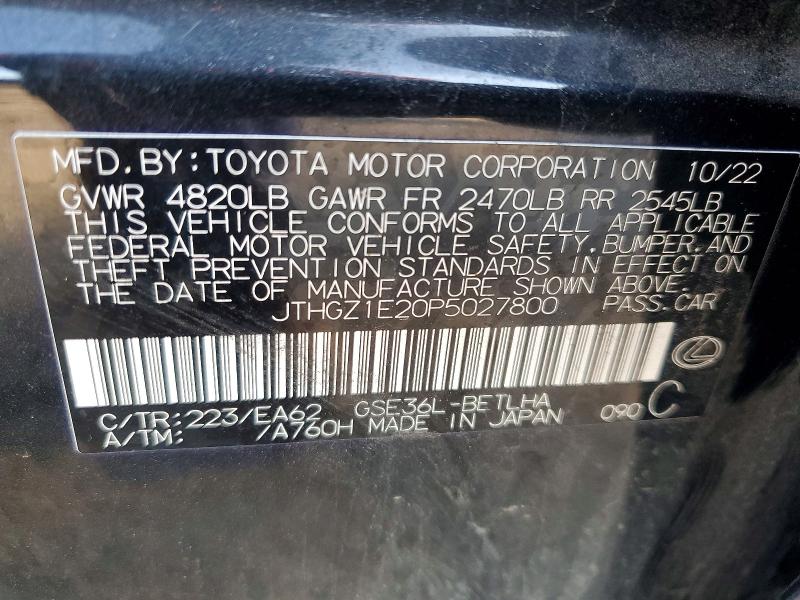 45491546 :رقم المزاد ، JTHGZ1E20P5027800 vin ، 2023 Lexus Is 350 مزاد بيع