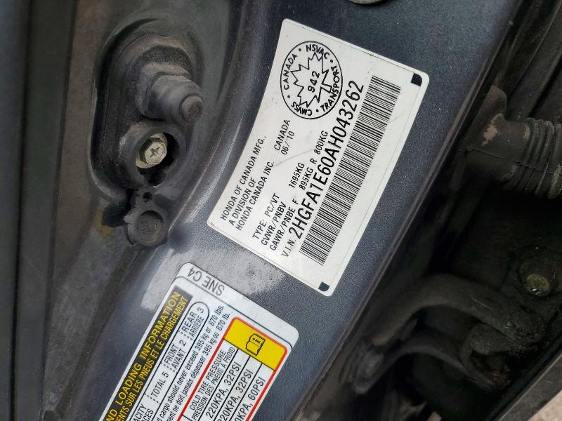 Aukcja sprzedaży 2010 Honda Civic, vin: 2HGFA1E60AH043262, numer aukcji: 47388776