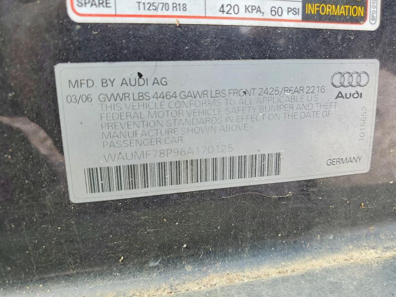 Aukcja sprzedaży 2006 Audi A3, vin: WAUMF78P96A170125, numer aukcji: 45912626