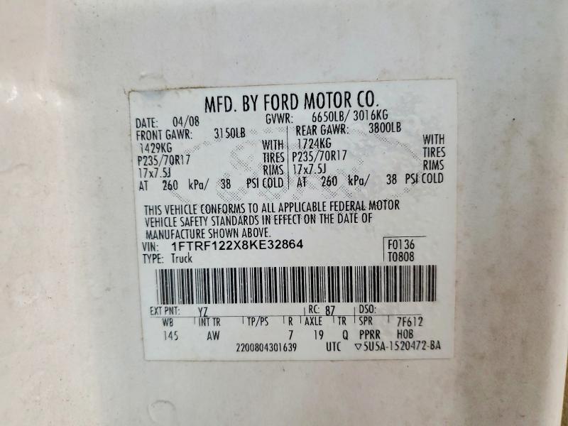 47236246 :رقم المزاد ، 1FTRF122X8KE32864 vin ، 2008 Ford F150 مزاد بيع