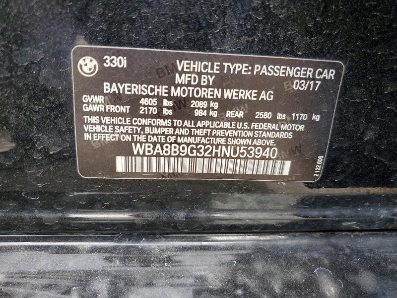 48129306 :رقم المزاد ، WBA8B9G32HNU53940 vin ، 2017 Bmw 330 مزاد بيع