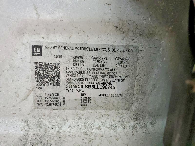 Продажа на аукционе авто 2020 Chevrolet Trax, vin: 3GNCJLSB5LL198745, номер лота: 78803825