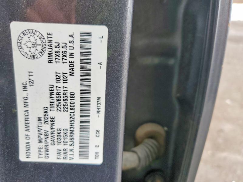 2012 Honda Cr-v მანქანა იყიდება აუქციონზე, vin: 5J6RM3H52CL800180, აუქციონის ნომერი: 46397816
