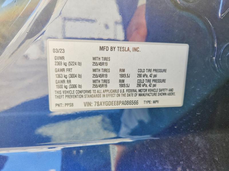 47119306 :رقم المزاد ، 7SAYGDEE8PA086566 vin ، 2023 Tesla Model Y مزاد بيع