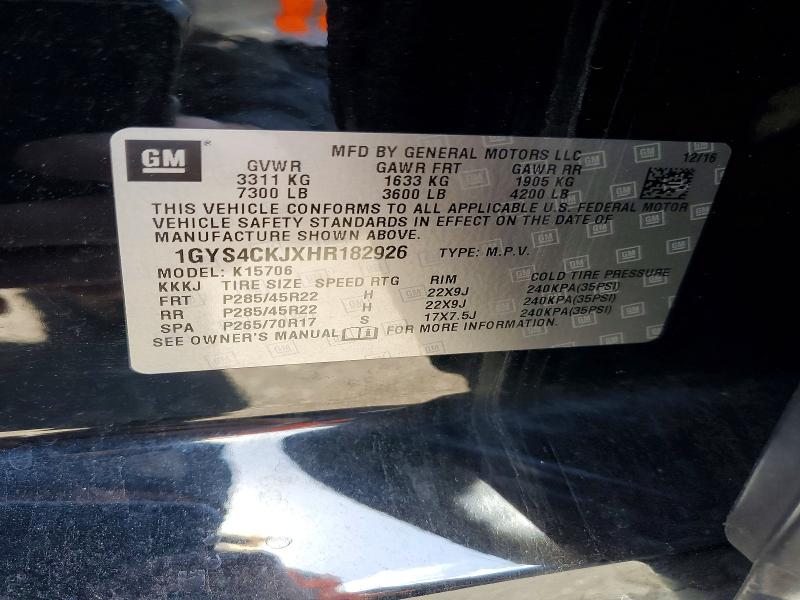 Продаж на аукціоні авто 2017 Cadillac Escalade, vin: 1GYS4CKJXHR182926, номер лоту: 41618626
