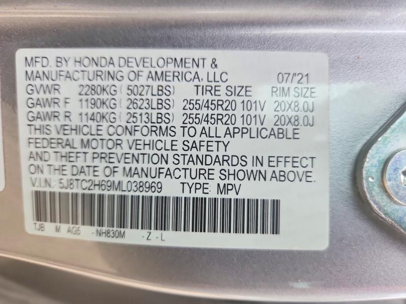 2021 Acura Rdx მანქანა იყიდება აუქციონზე, vin: 5J8TC2H69ML038969, აუქციონის ნომერი: 47511536