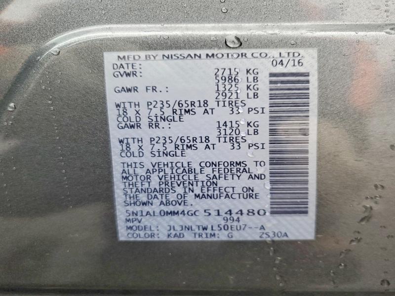 Aukcja sprzedaży 2016 Infiniti Qx60, vin: 5N1AL0MM4GC514480, numer aukcji: 79042345