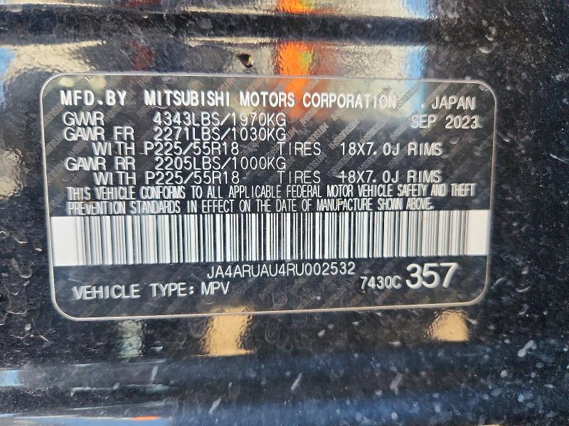 Auction sale of the 2024 Mitsubishi Outlander Sport, vin: JA4ARUAU4RU002532, lot number: 45975646