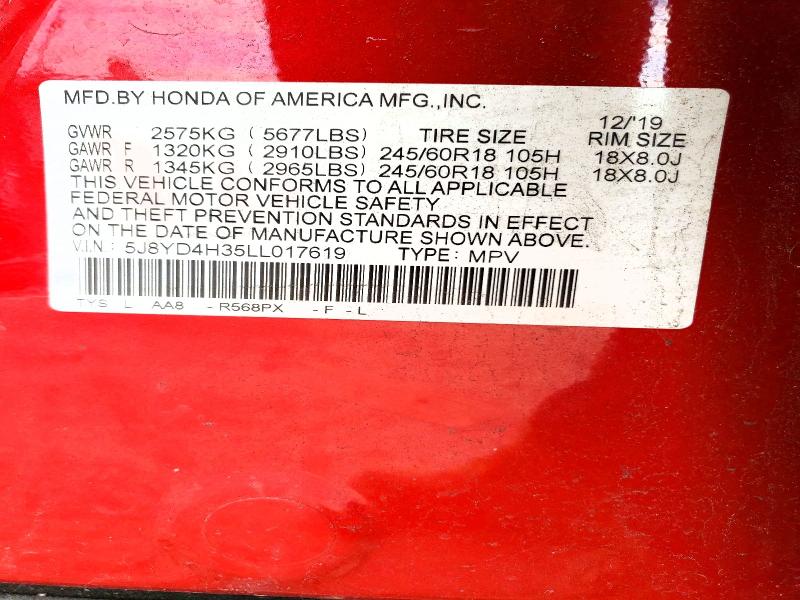 Aukcja sprzedaży 2020 Acura Mdx, vin: 5J8YD4H35LL017619, numer aukcji: 45490546